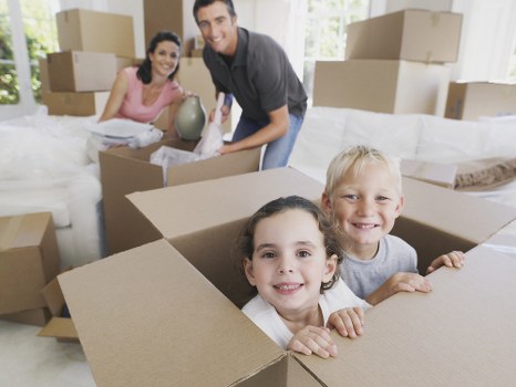 Moving van service with boxes being loaded for a customer booking