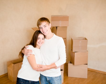 Packed boxes and furniture ready for house removals in Finchley