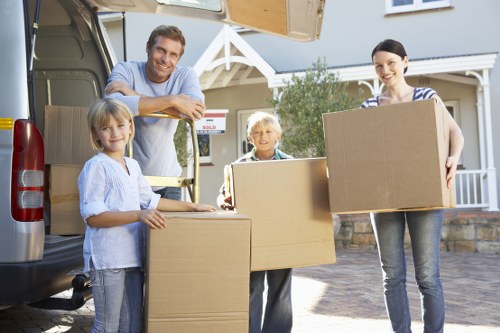 Moving van near apartment access in Finchley