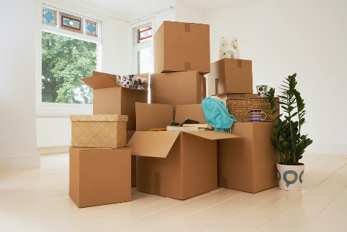 Packed boxes and furniture ready for transport in a Finchley removal job