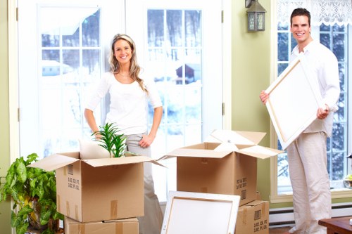 Local van loading boxes for a Finchley home move